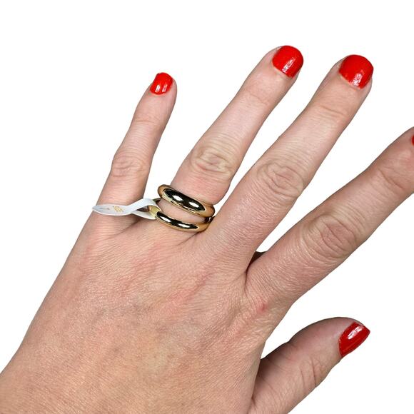 LOREN STEWART Curateur Open Band Ring 14k Yellow Gold Plated Size 7 Double Band - Picture 4 of 6